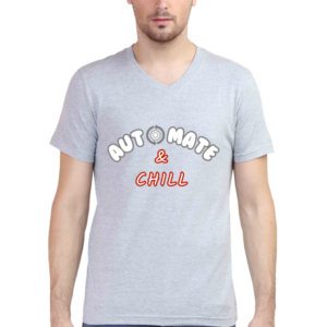 Automate and Chill | Male Vneck Half Sleeve T-Shirt