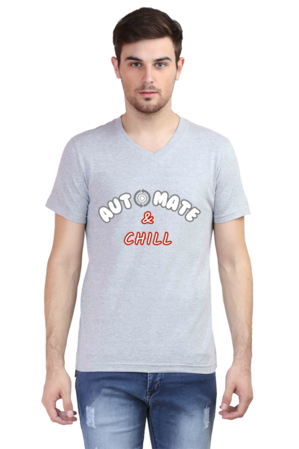 Automate and Chill | Male Vneck Half Sleeve T-Shirt